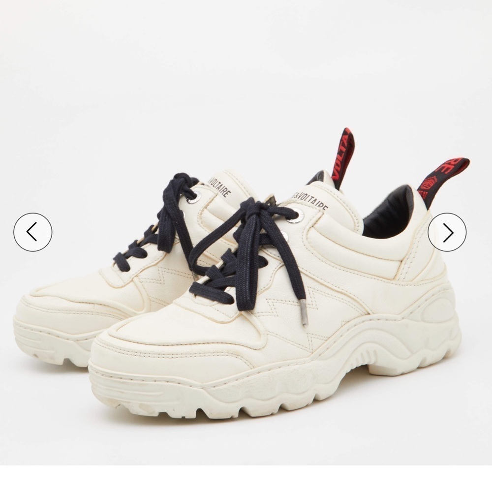 ZADIG & Voltaire Creme Leather Low-Top Shoes